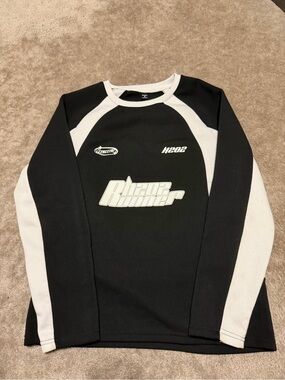 INFINITY Black and White Raglan Crew Sweatshirt